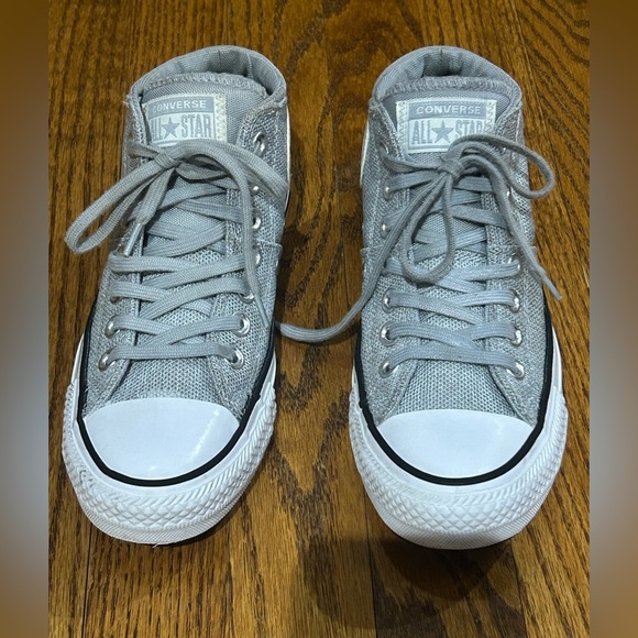 Converse Chuck Taylor All Star Low Top Silver Glitter Canvas Sneakers Women’s 5 - Picture 3 of 7